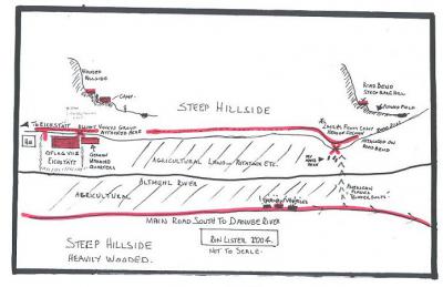 Hand-drawn map showing the terrain described in the article