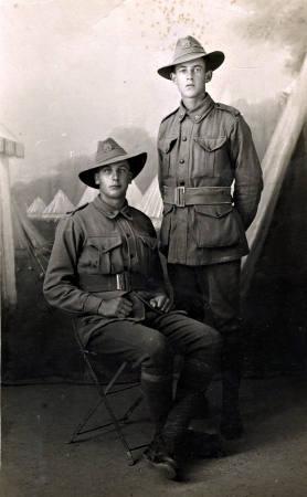 Arthur Sydney Wilson with a friend Henry Deam from Elsternwick, in Egypt training. Member of the 38th Battalion. Killed in action at Passchendaele [picture].
