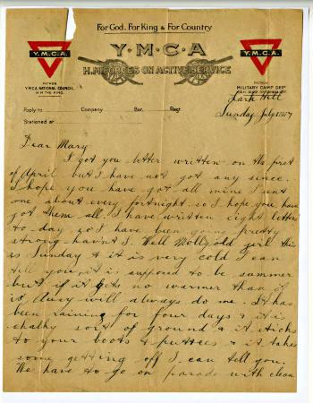 Letter from Arthur Wilson, member of 7/38 Battalion AIF, to his sister Mary, 1917 [picture].
