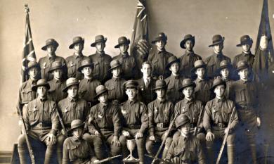 Senior cadets at Ballarat, Tom Wasley fifth from left in front row [Picture].