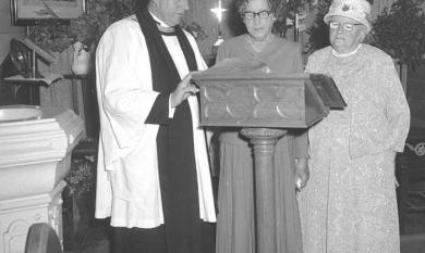 Mrs Armstrong centre, a founder of St Aidan's Anglican Church Carrum with Rev C T Holloway vicar, and Miss Nellie Somerville [picture].