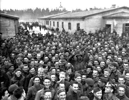 Large group of male prisoners of war