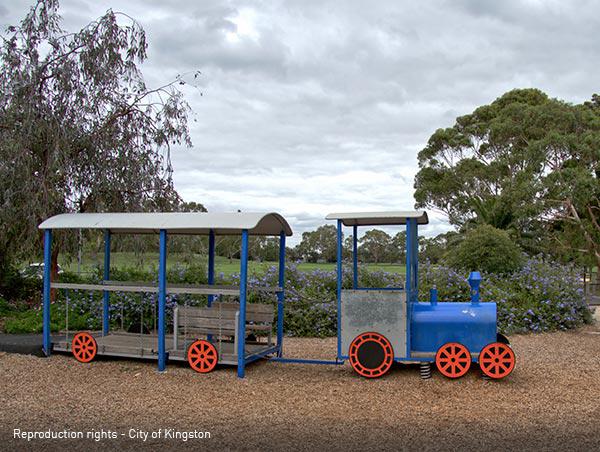 Bicentennial park blue train play equipment [picture].
