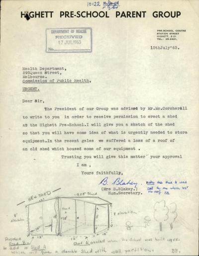 Correspondence with Department of Health, 15 July 1963, PROV, VPRS 7882/P1/1181/10122 [picture].