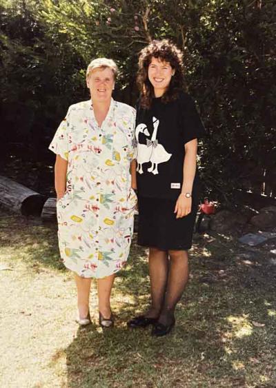 Mary Hunt (left) and Amanda Jones (right) at Highett Preschool, 1991 [picture].