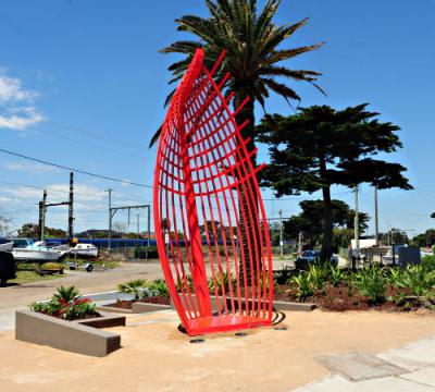 Pompei boat sculpture , Nepean Highway [picture].