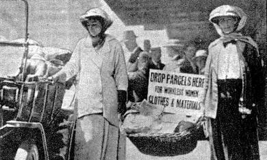 Vita Goldstein and Cecelia Johns collecting clothes for distribution to the poor [picture].