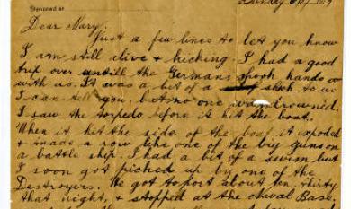 Letter from Arthur Wilson, member of 7/38 Battalion AIF, to his sister Mary [picture].