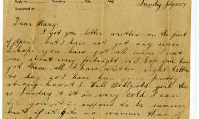 Letter from Arthur Wilson, member of 7/38 Battalion AIF, to his sister Mary, 1917 [picture].