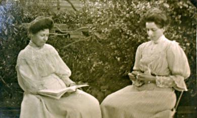Margaret and Naja Janssen in the garden at Nessway, Barry Street Mentone [picture].