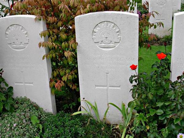 Grave of Corporal Claude Nuttall MM at Heath Cemetery north of Harbonnieres in France [picture].
