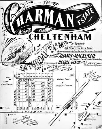 Poster for the land sale on the Charman Estate. Sydney St, Coape St. Mackenzie St [picture].