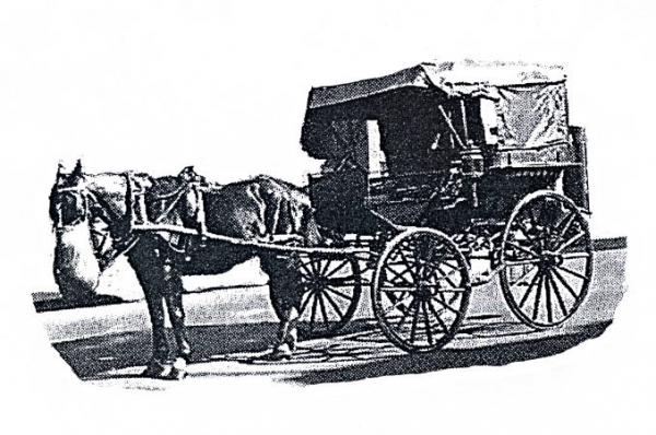 Horse drawn cab, as used at the Mentone Railway station to transport passengers to the Race Track [picture].