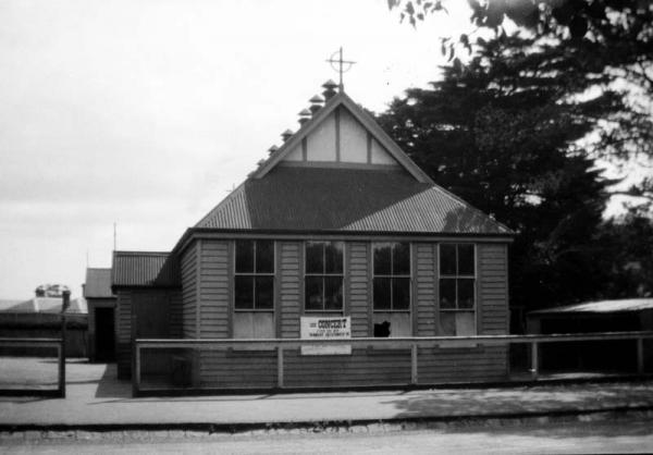 First Roman Catholic church and school in Mentone [photo]