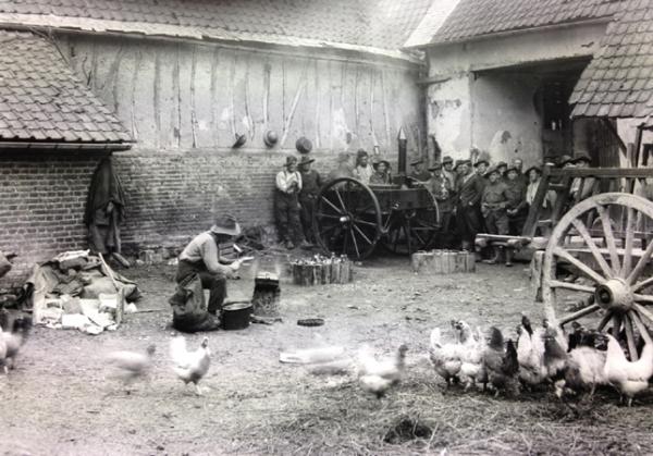 Australian soldiers bivouac in a French farmhouse during first World War [picture].
