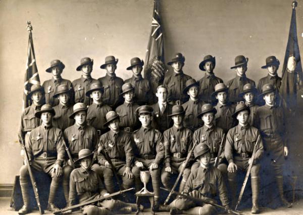 Senior cadets at Ballarat, Tom Wasley fifth from left in front row [Picture].