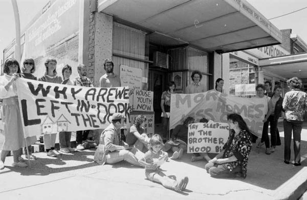Demonstration outside Ian Cathie’s Office 1984 [picture].