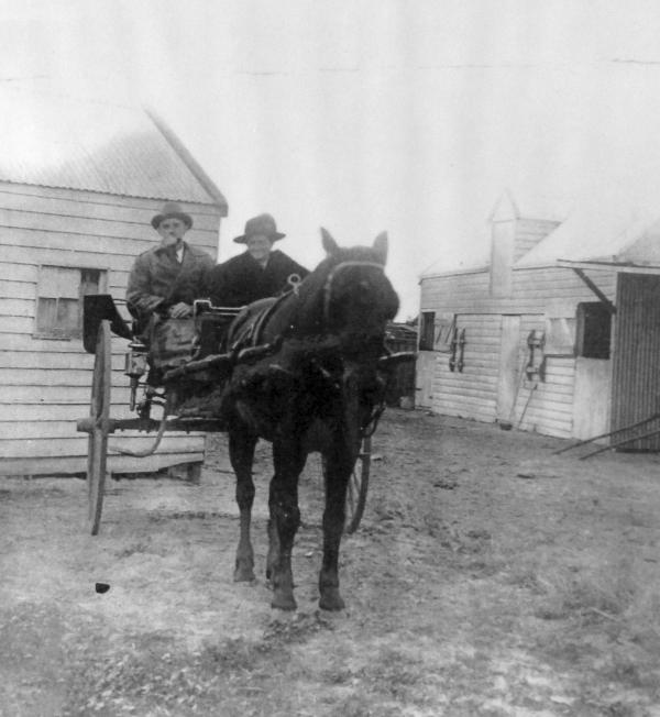 George James Le Bon & Laurie Mary Le Bon (Clay) on their market gardening property in Heatherton, c1918 [picture].