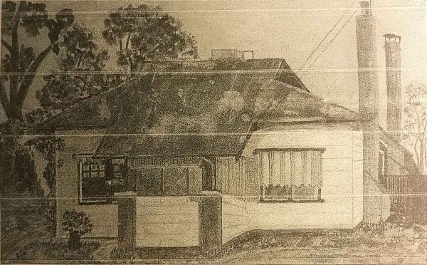 Merriegum, Centre Dandenong Road c1949.  Watercolour painted by a young female TB patient [picture].